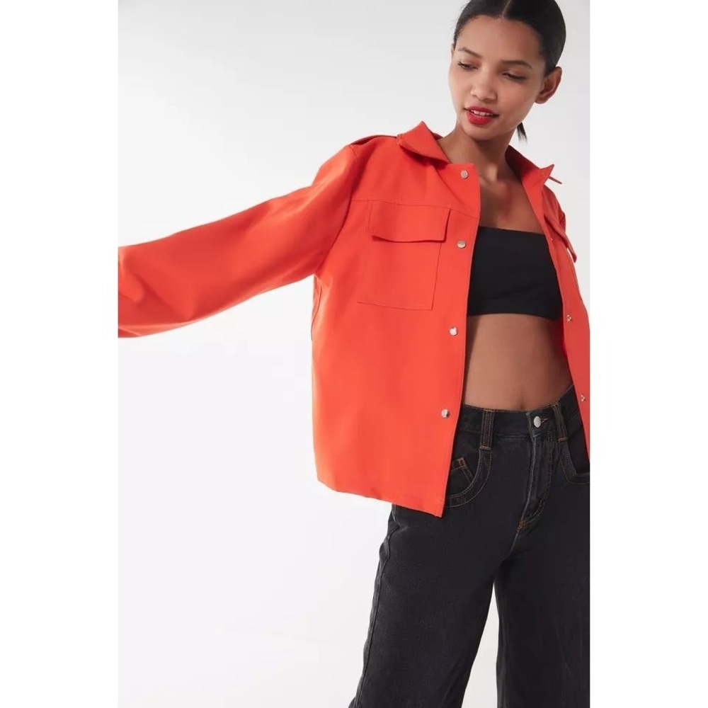 House‎ of Sunny Women's Utility Jacket Oversized Cropped Orange- Size 4